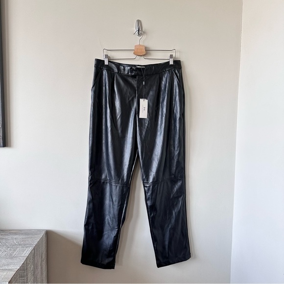 NWT-HALSTONBLACK Faux Leather Straight-Leg Pants - Picture 4 of 12